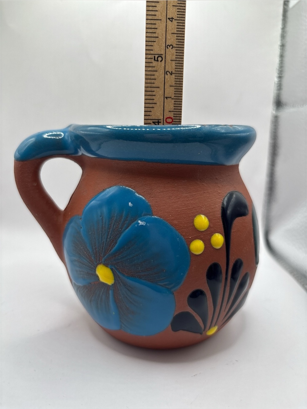 Jarrito de Barro Decorado Colorful Decorated Mexican Pottery mug - Picture 4 of 8